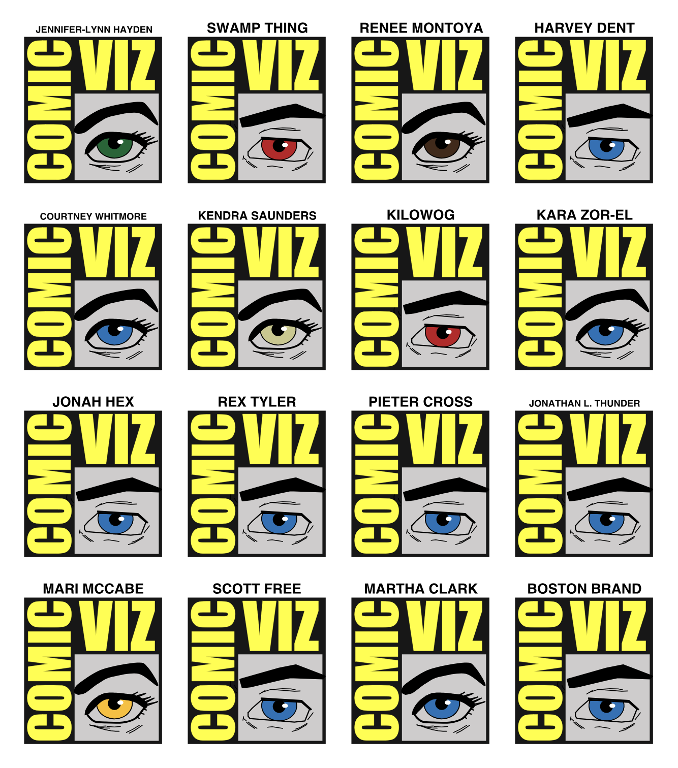 Comic Viz Marvel 16 characters